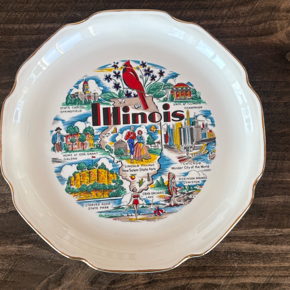 Vintage Illinois Souvenir Plate
